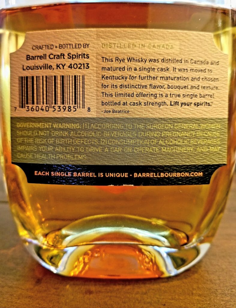 Barrell Rye Whiskey Single Barrel Review 3