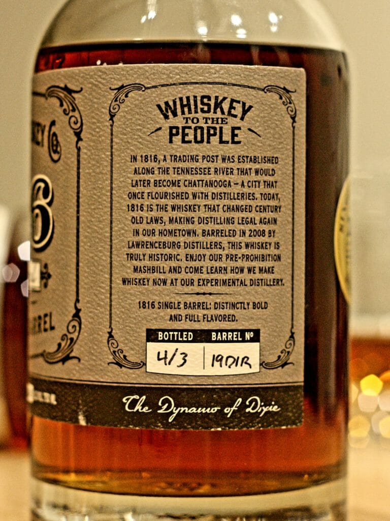 Chattanooga Whiskey Distillery 1816 Single Barrel Alabama Bicentennial_3