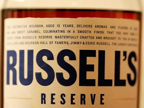 Russell's Reserve 13 year Barrel Proof label