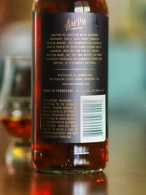 AM PM Coffee Bourbon rear label