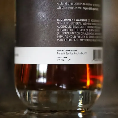 Pursuit United Bourbon Batch 2 rear label