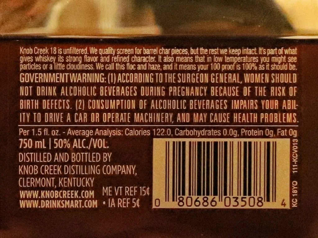 knob creek bourbon label